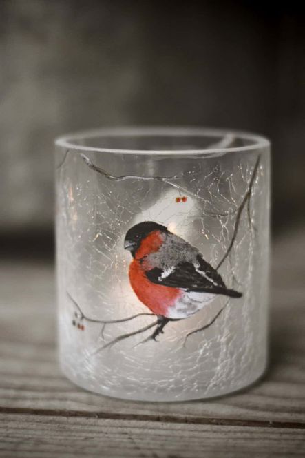 Hovedbilde Lysglass krakelert frostet dompapp 9×10 cm